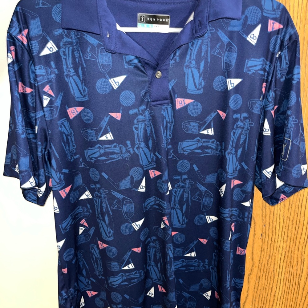 Navy Blue Golf Print Shirt by Grand Slam